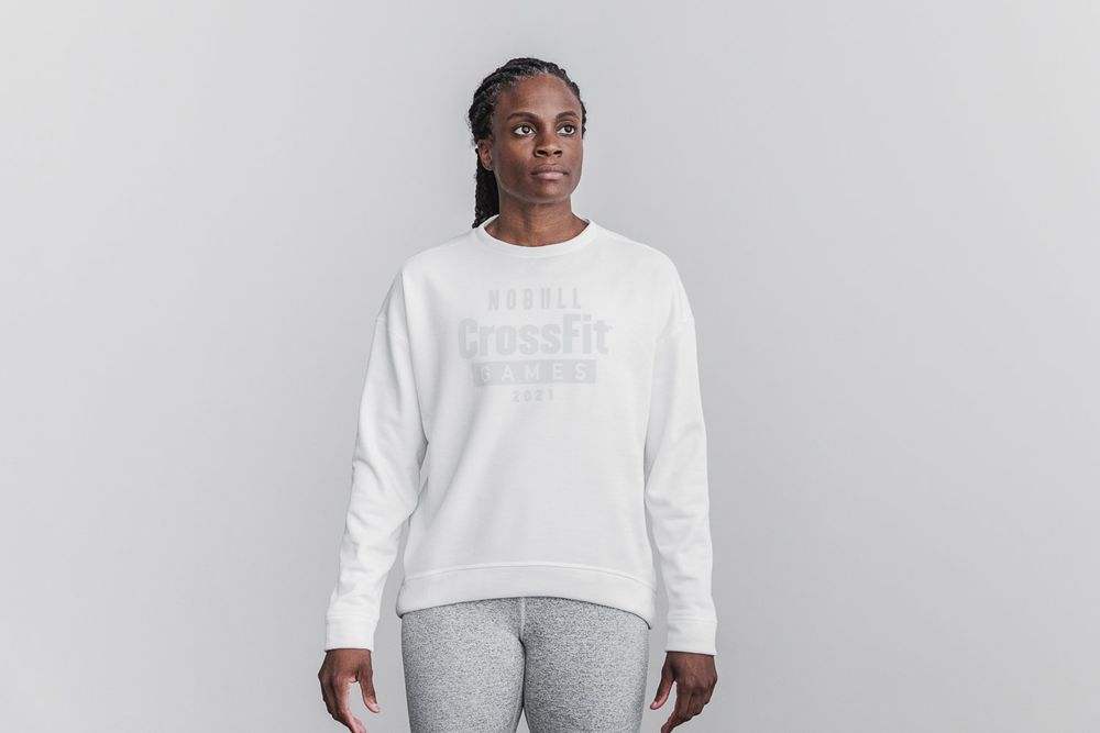 NOBULL Women's Crossfit Games® 2021 Crew Sweatshirts - White - Ireland (1647VENKI)